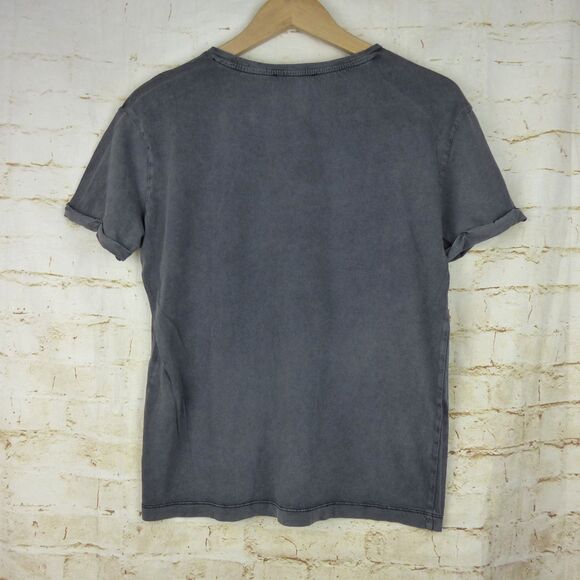 Mango MNG T-Shirt Womens S Gray Skull Butterfly Graphic Tee Rock Goth Macabre - Picture 8 of 9